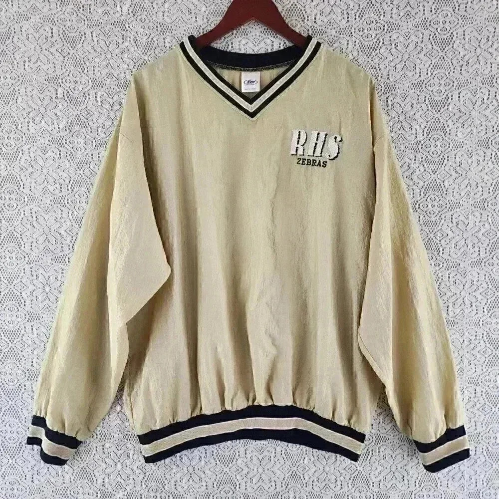 Vintage Neff RHS Zebras V Neck Pullover Men's Windbreaker Shirt XL
